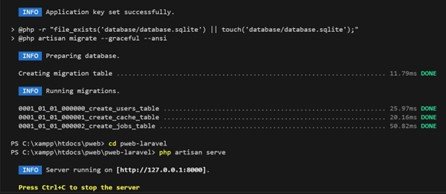 Gambar 6. Struktur direktori project Laravel yang terbentuk