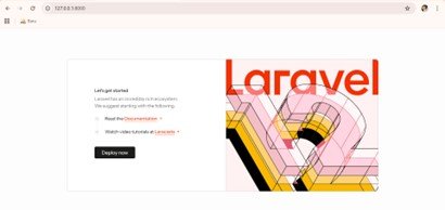 Gambar 9. Tampilan halaman default Laravel yang berhasil diakses di browser