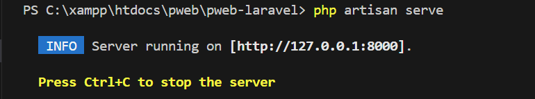 Menjalankan Laravel dengan perintah php artisan serve