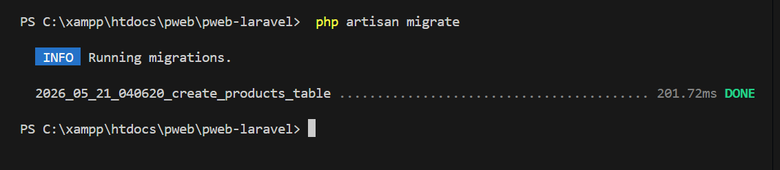 Menjalankan migration Laravel