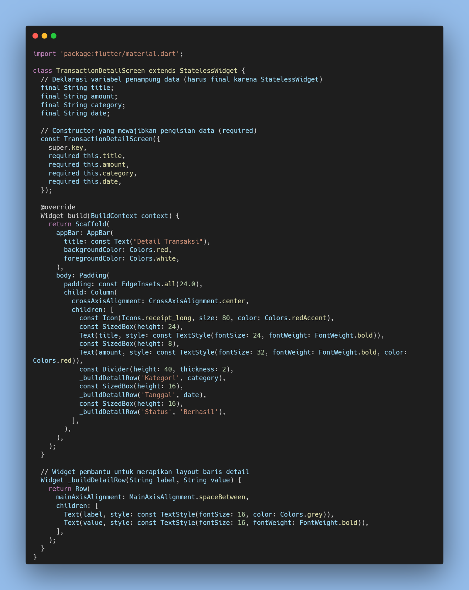 Gambar 1. Kode TransactionDetailScreen