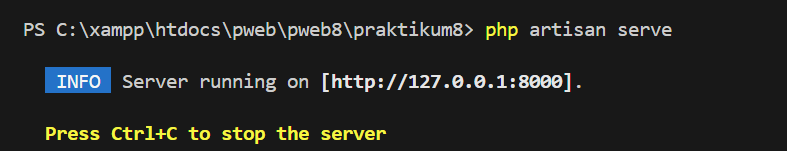 Gambar 25. Menjalankan server Laravel